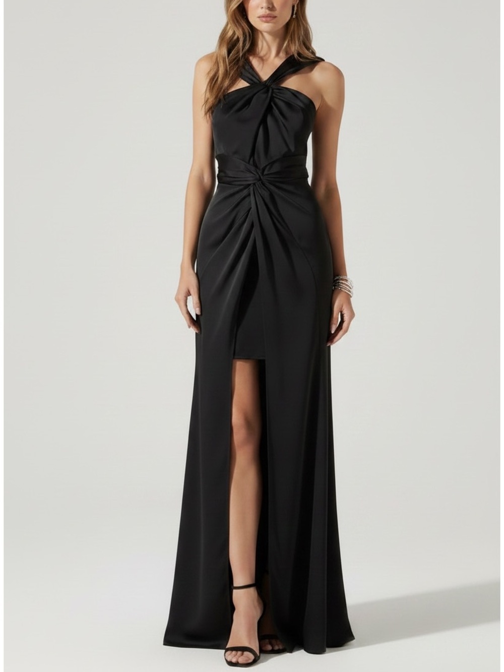 NWT ASTR THE LABEL Black Georgiana Halter Neck Maxi Dress Size X-Small